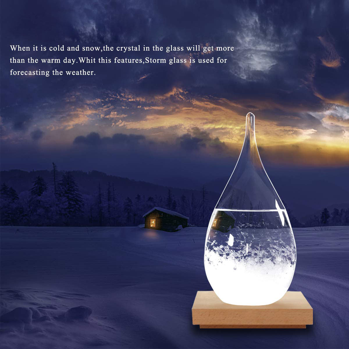 Drop-Shaped Glass Barometer for Home, Office & Christmas Decor