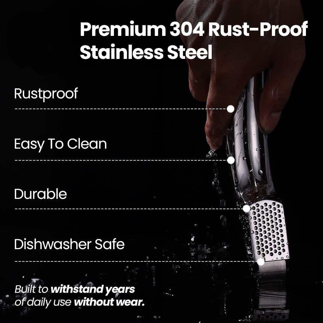 Garlic Press – No Peel Required, Stainless Steel, with Detachable Handle for Easy Crushing