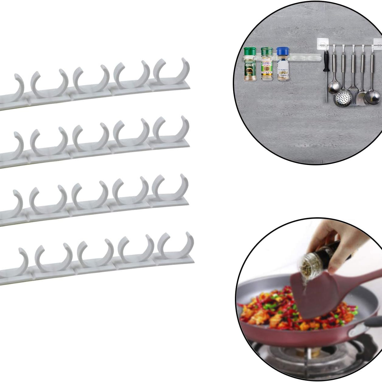 Lavish Home White Gripper Clip Strip Spice Rack Organizer — Kitchen Spice Storage Shelf