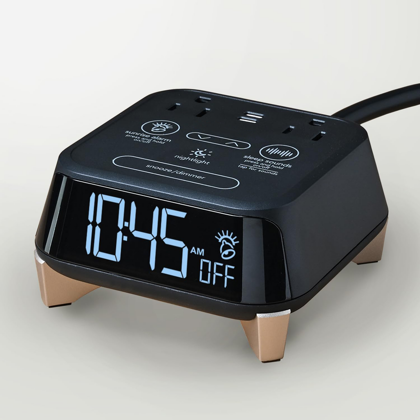 Alarm Clock Charger – USB-A & USB-C with Dual Safety Outlets