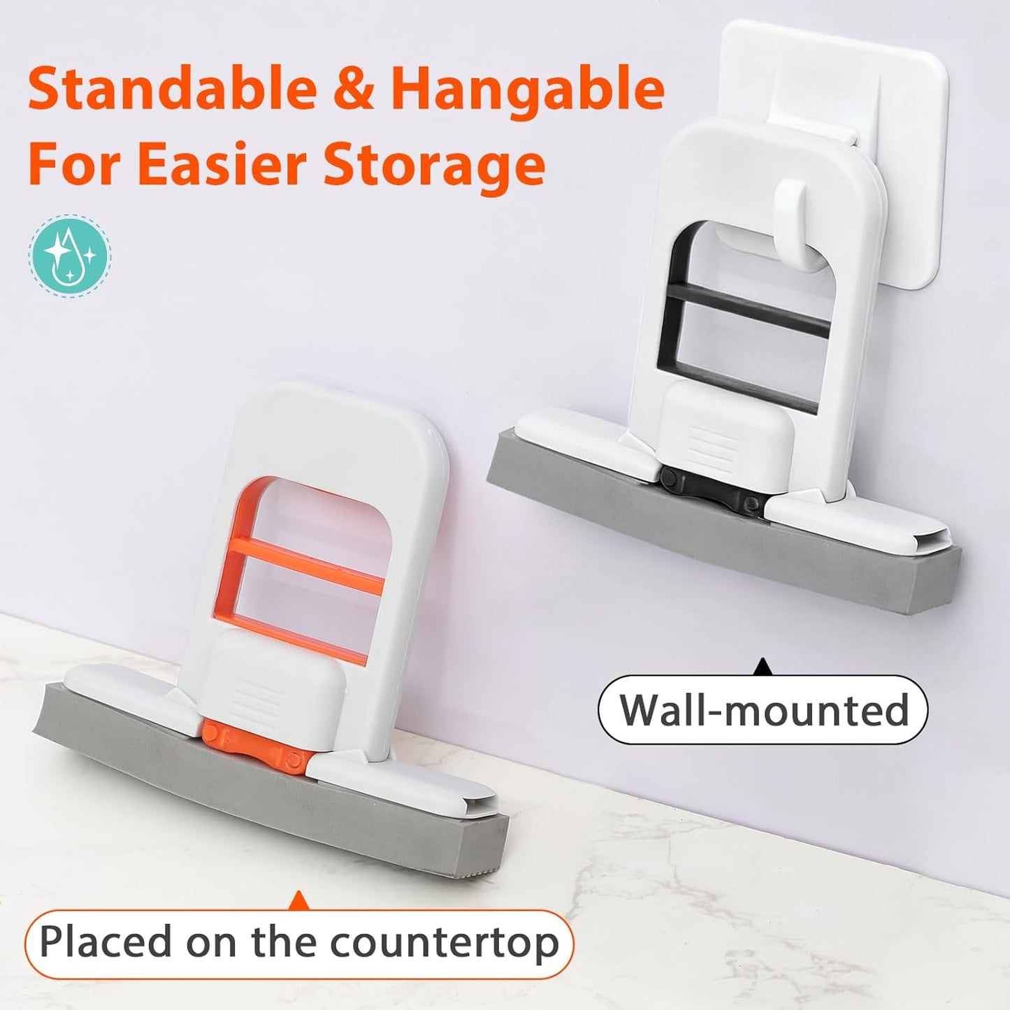 Self-squeezing mini mop, orange sponge mop