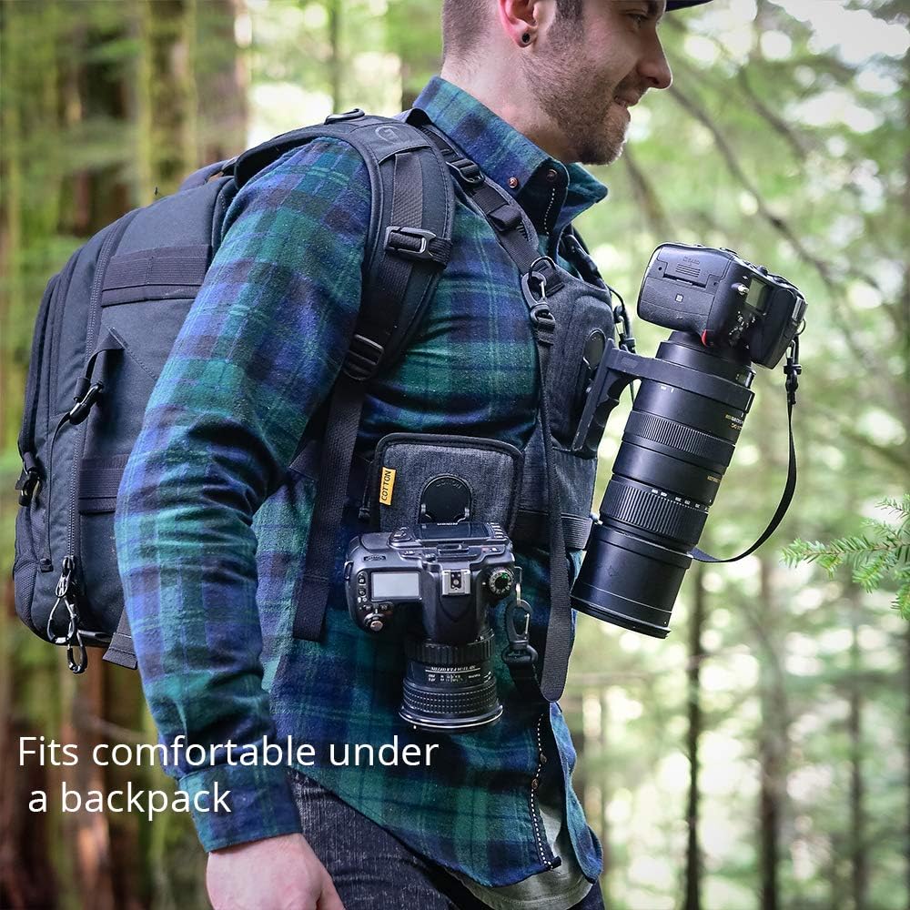 Single Camera Vest Harness System — Grey Professional Dual-Camera Quick-Switch Carrier