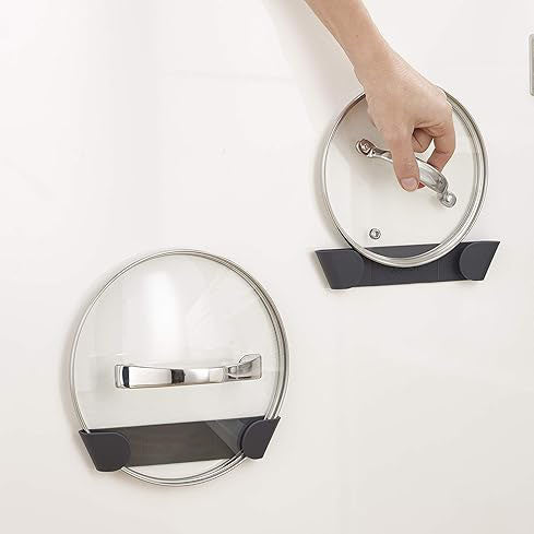 Cupboard Door Pan Lid Organizer – Cabinet & Drawer Mounted Storage Holder for Small to Medium Lids