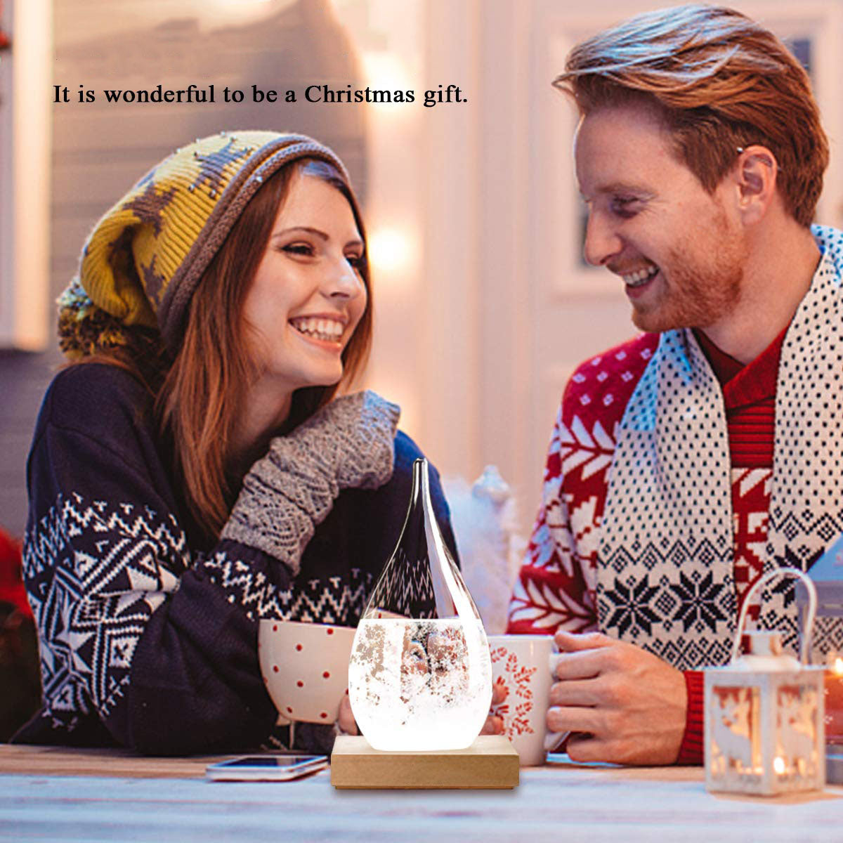 Drop-Shaped Glass Barometer for Home, Office & Christmas Decor