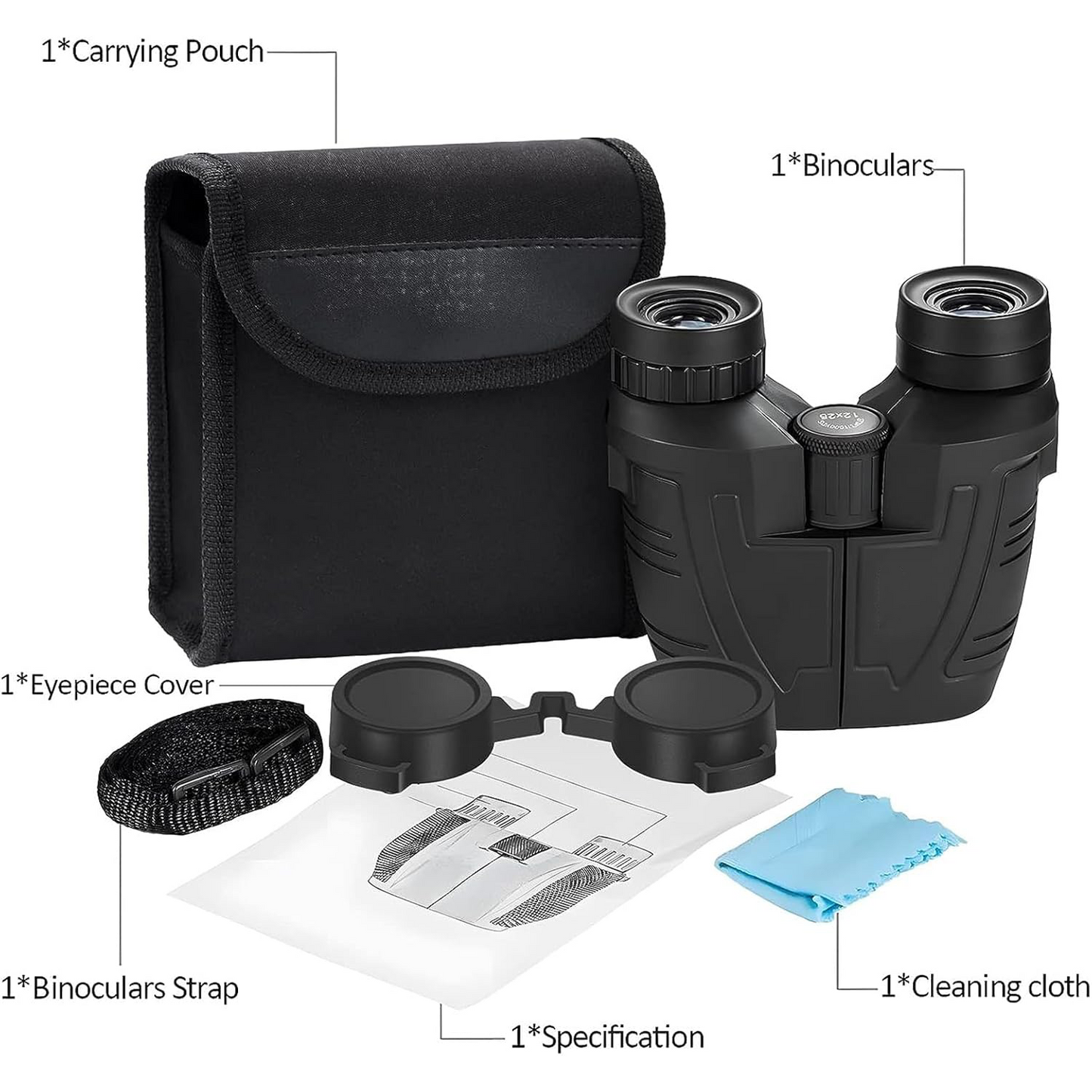 12x25 Compact Binoculars – Clear Low-Light Viewing with Large Eyepiece Design