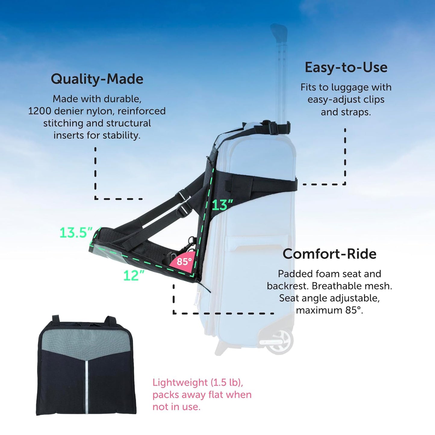Children's Travel Seat | Innovative Ride-On Luggage Seat