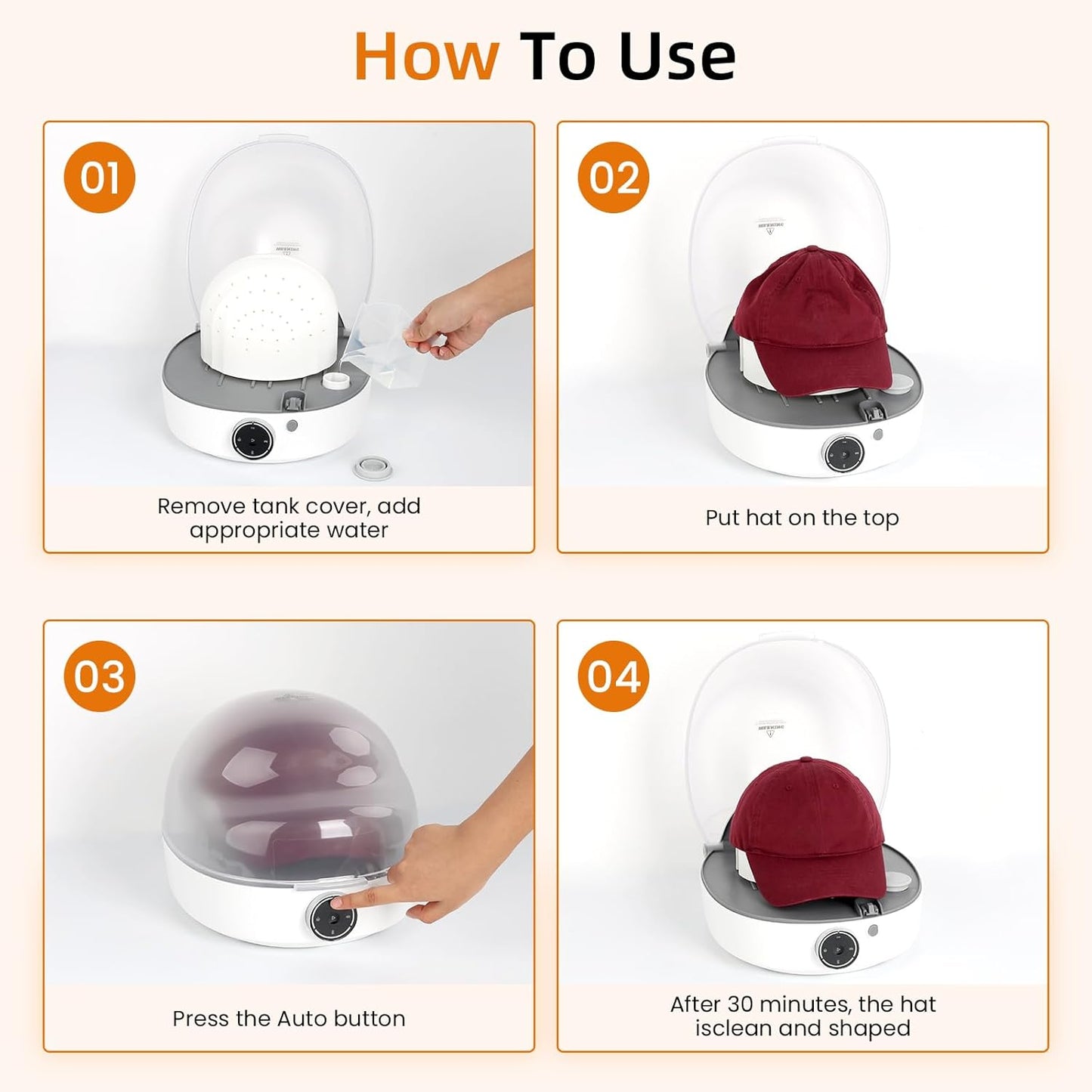 Hat shaper, automatic hat cleaner