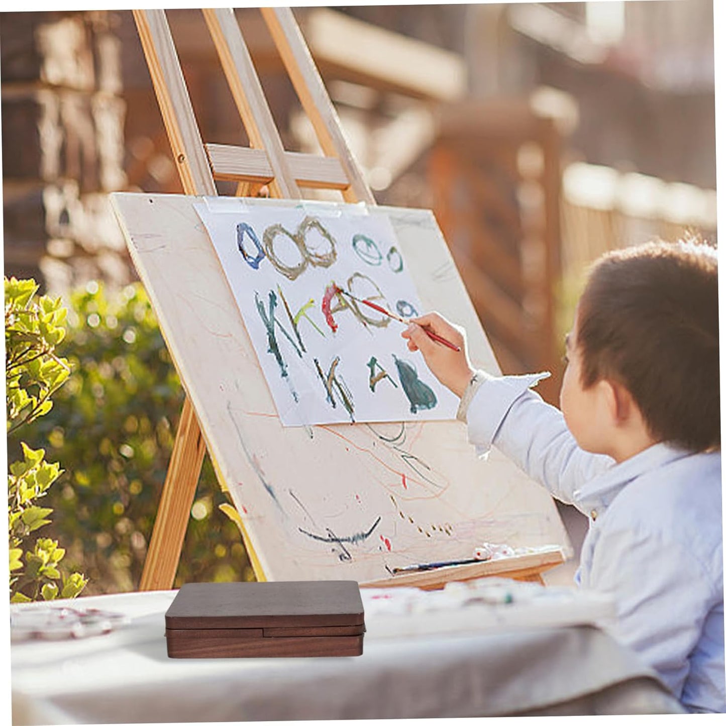 Wooden Watercolor Palette - 24-Grid Watercolor Paint Palette, Portable Sketch Palette