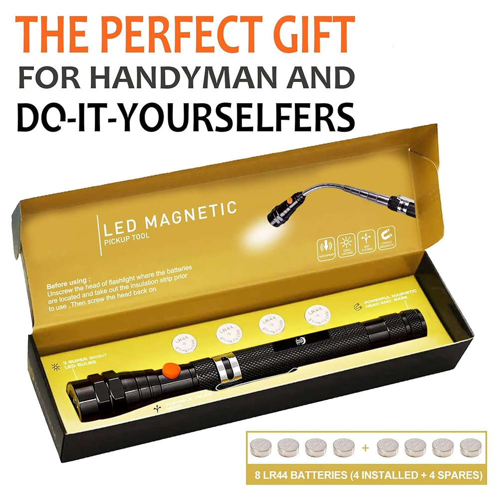 Magnetic pickup tool, men's gift, telescopic magnetic flashlight