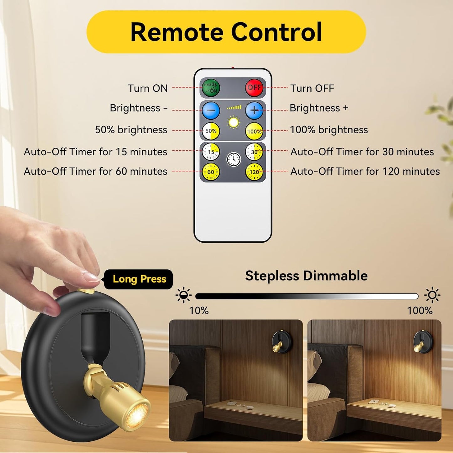 Rechargeable LED Spotlight – Wireless Mini Accent Light with Remote & Timer