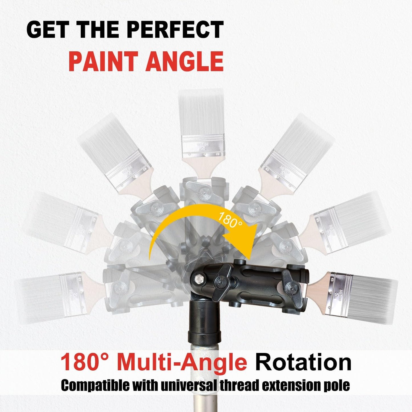 Multi-Angle Paint Brush Extension Pole | Ideal for High Ceilings, Wall Corners, and Trim Edges