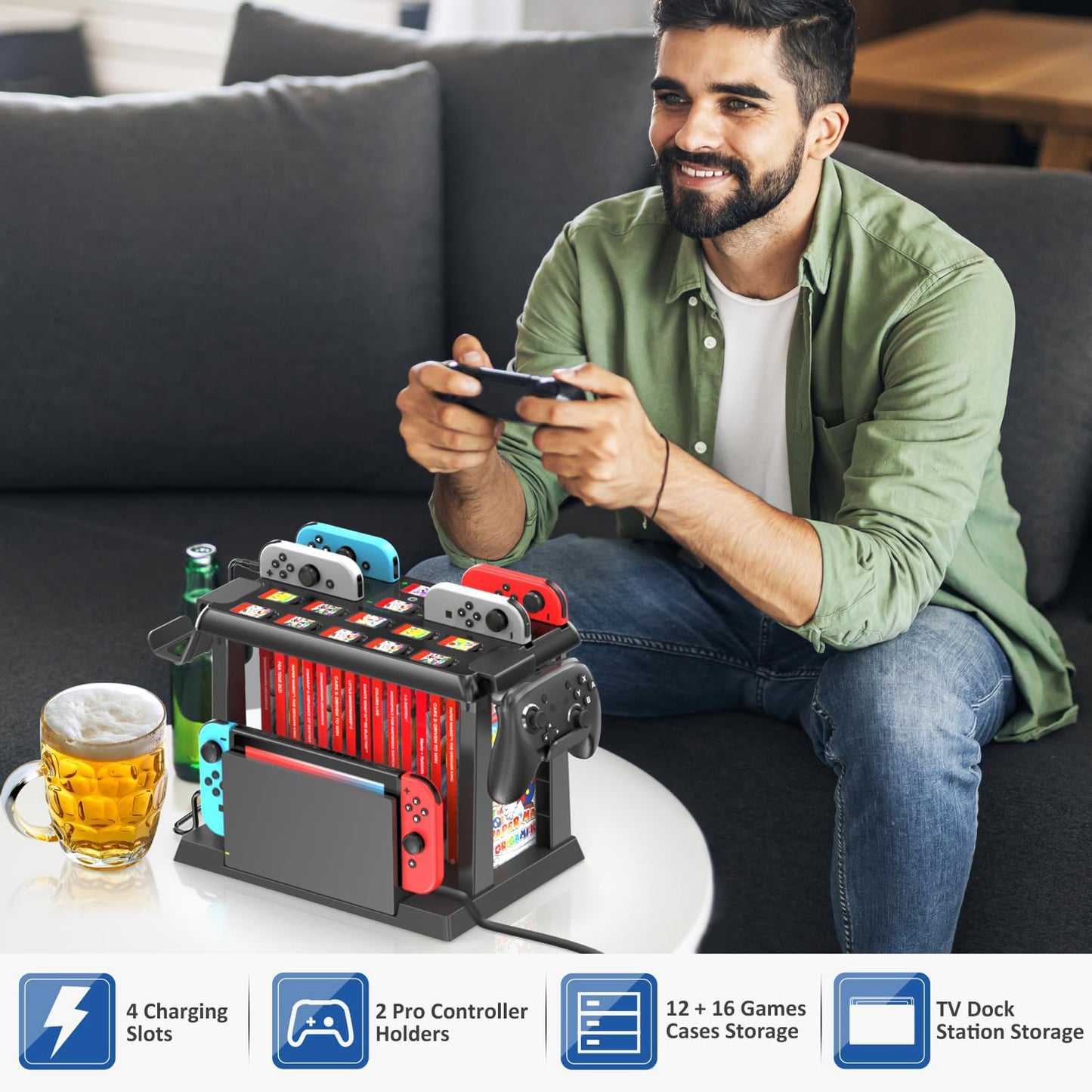 Switch Game Storage Station with Controller Charger