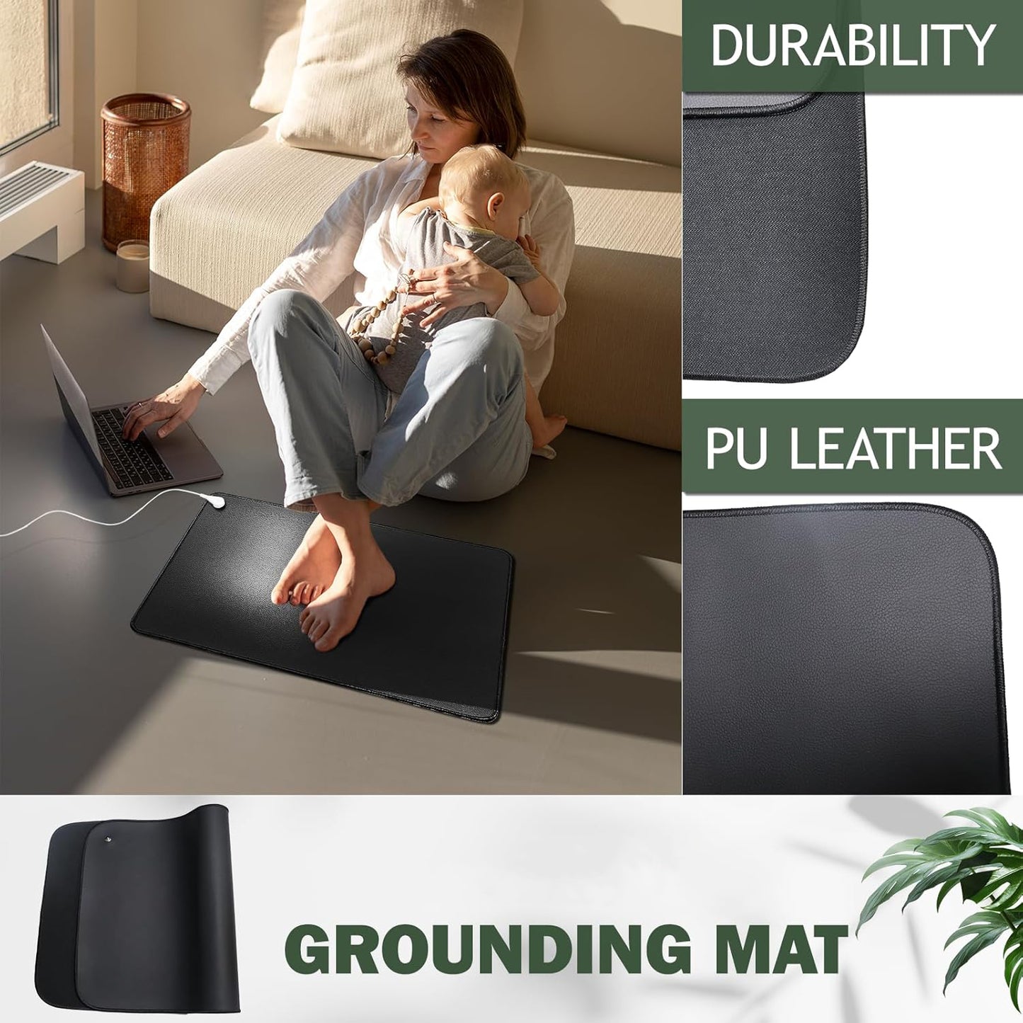Grounding Mat Set with 15ft Grounding Wire, Soft and Comfortable, Suitable for Use as Floor Mat