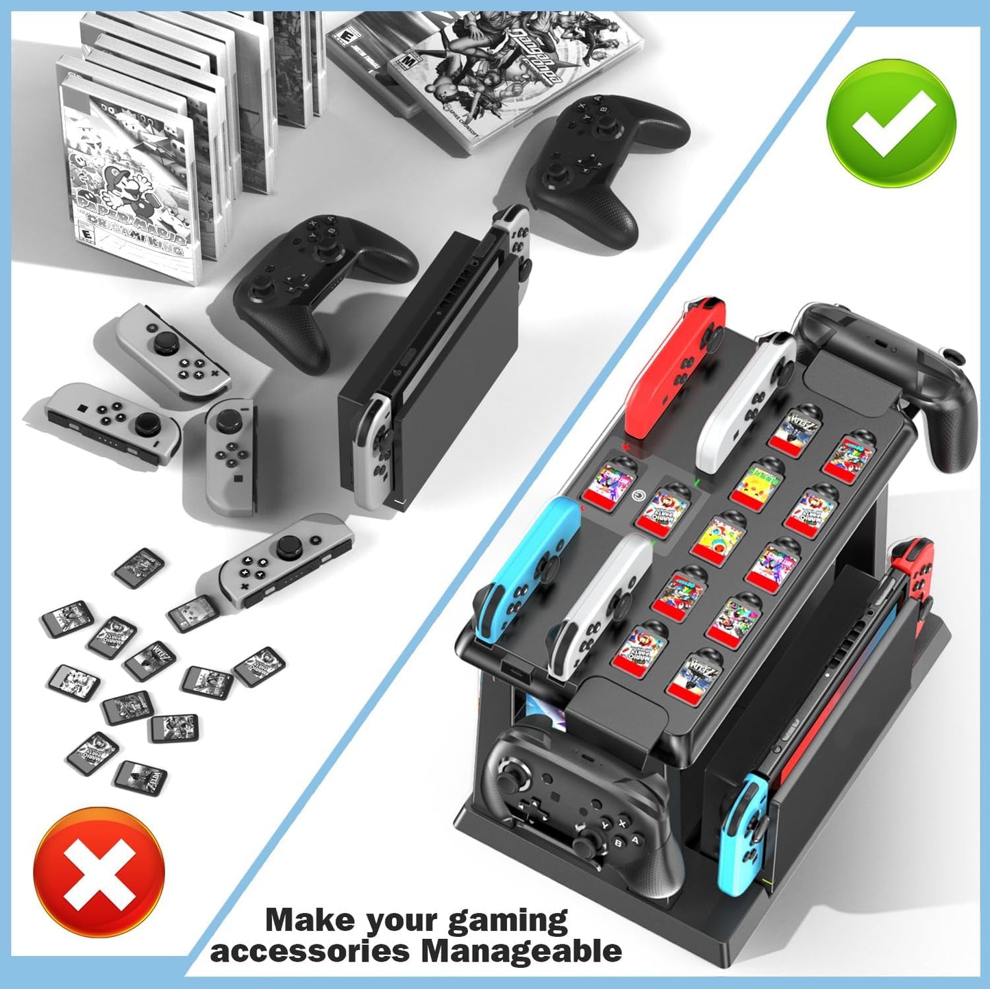 Switch Game Storage Station with Controller Charger