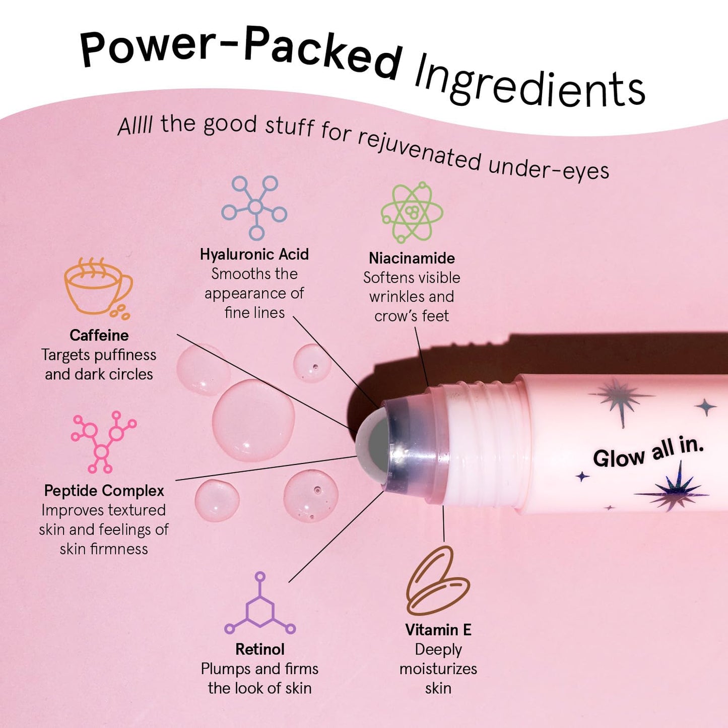 Eye brightening rollerball serum