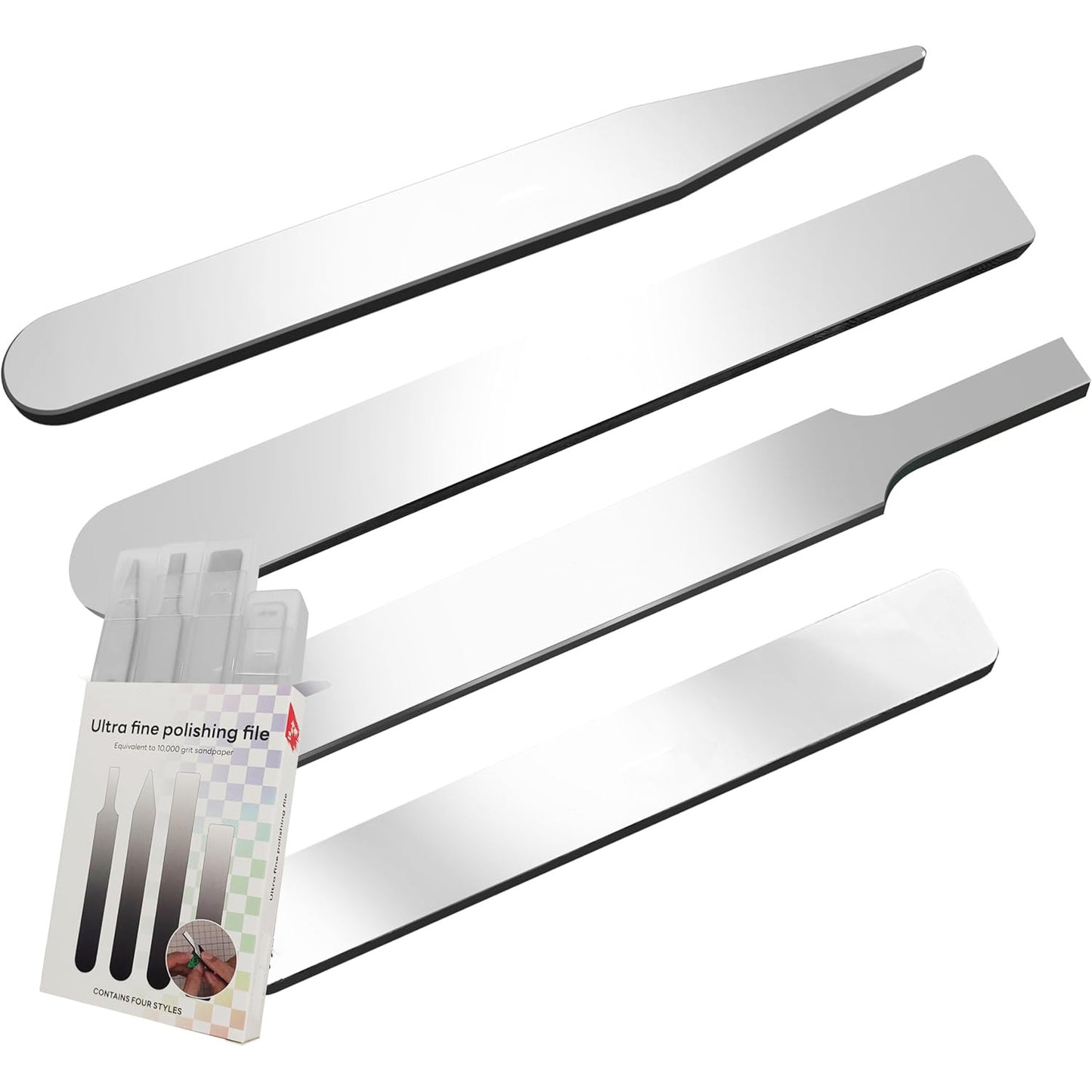 4-Piece Model Polishing Tool Set - Ultimate Precision Files, 10000 Grit Glass Mirror Polishing Tools