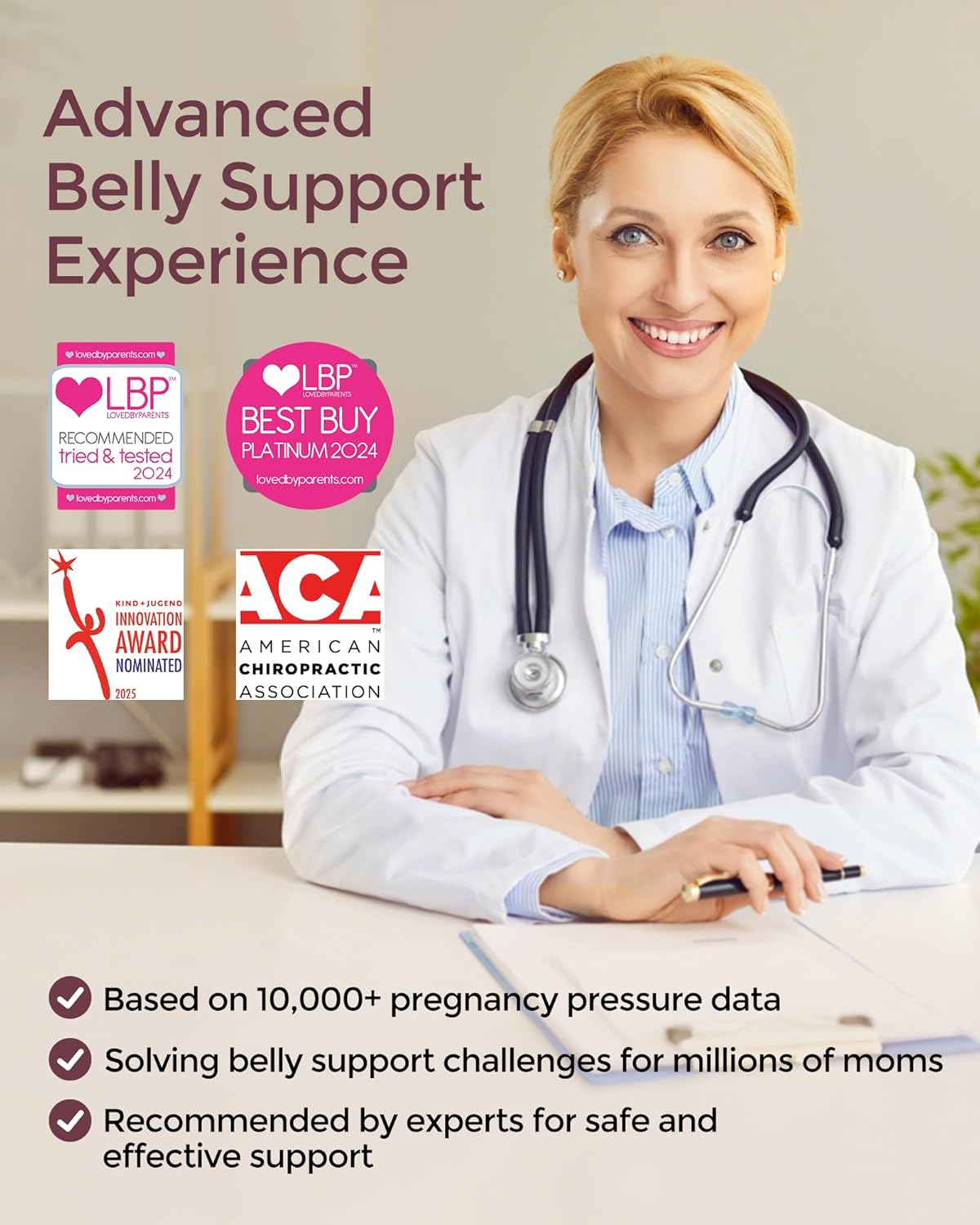 Invisible maternity support belt, suitable for the back, abdomen and waist