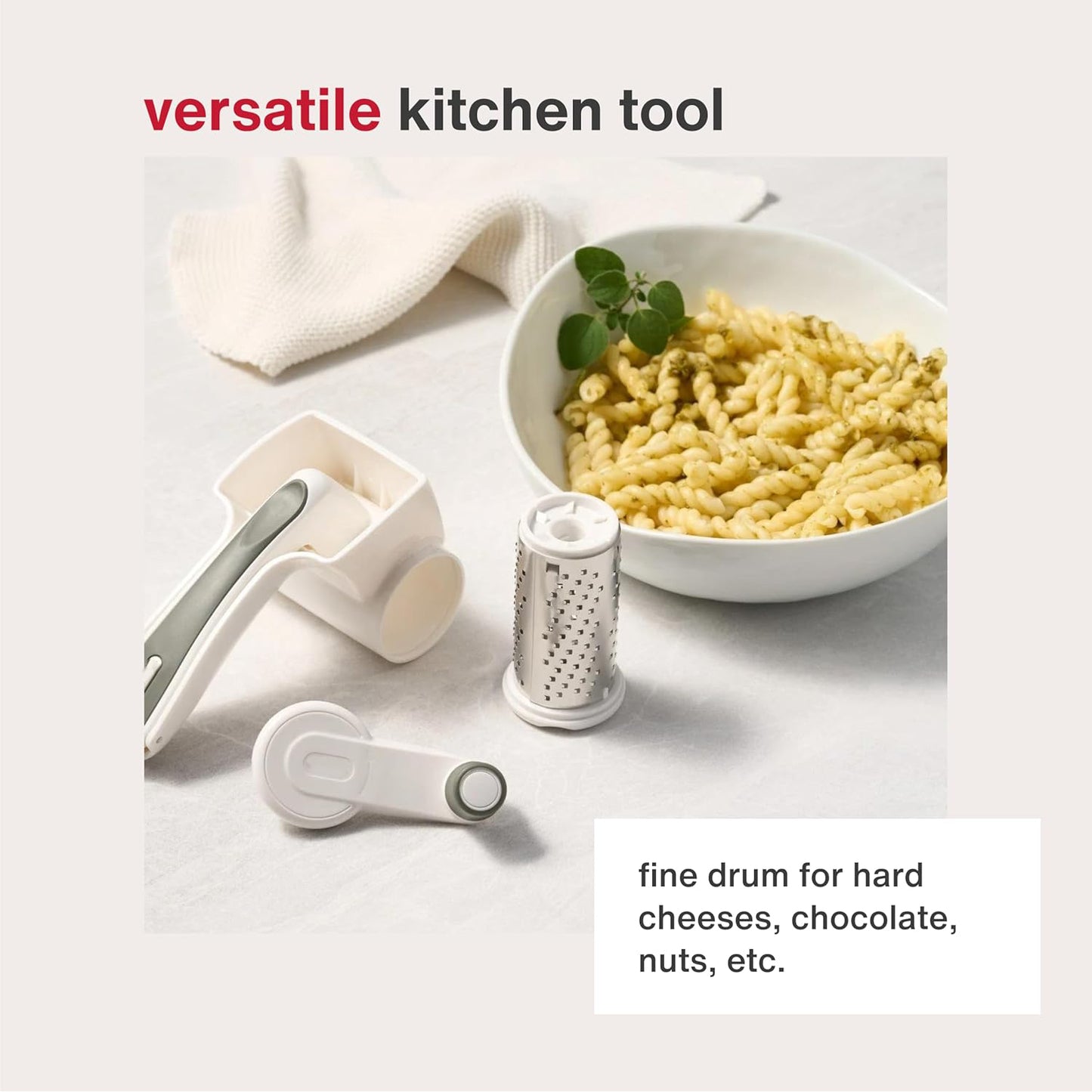 Classic Rotary Cheese Grater | Comfortable Handle & Easy-to-Clean Drum