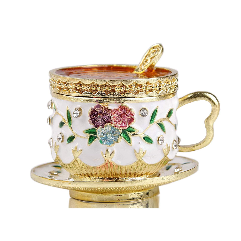 Collectible coffee cup shaped hinged jewelry box