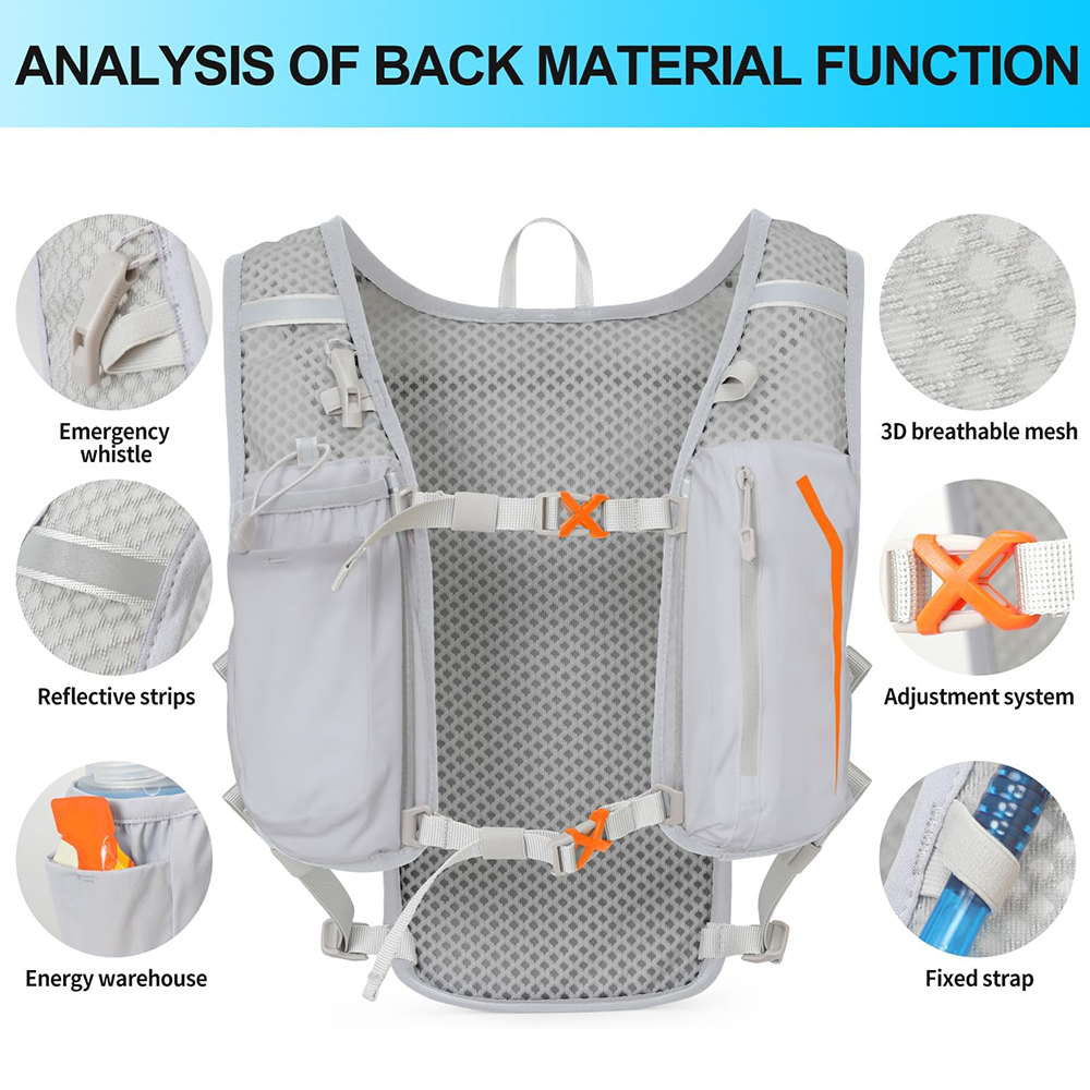 Running hydration vest backpack comes with a 1.5L hydration bladder