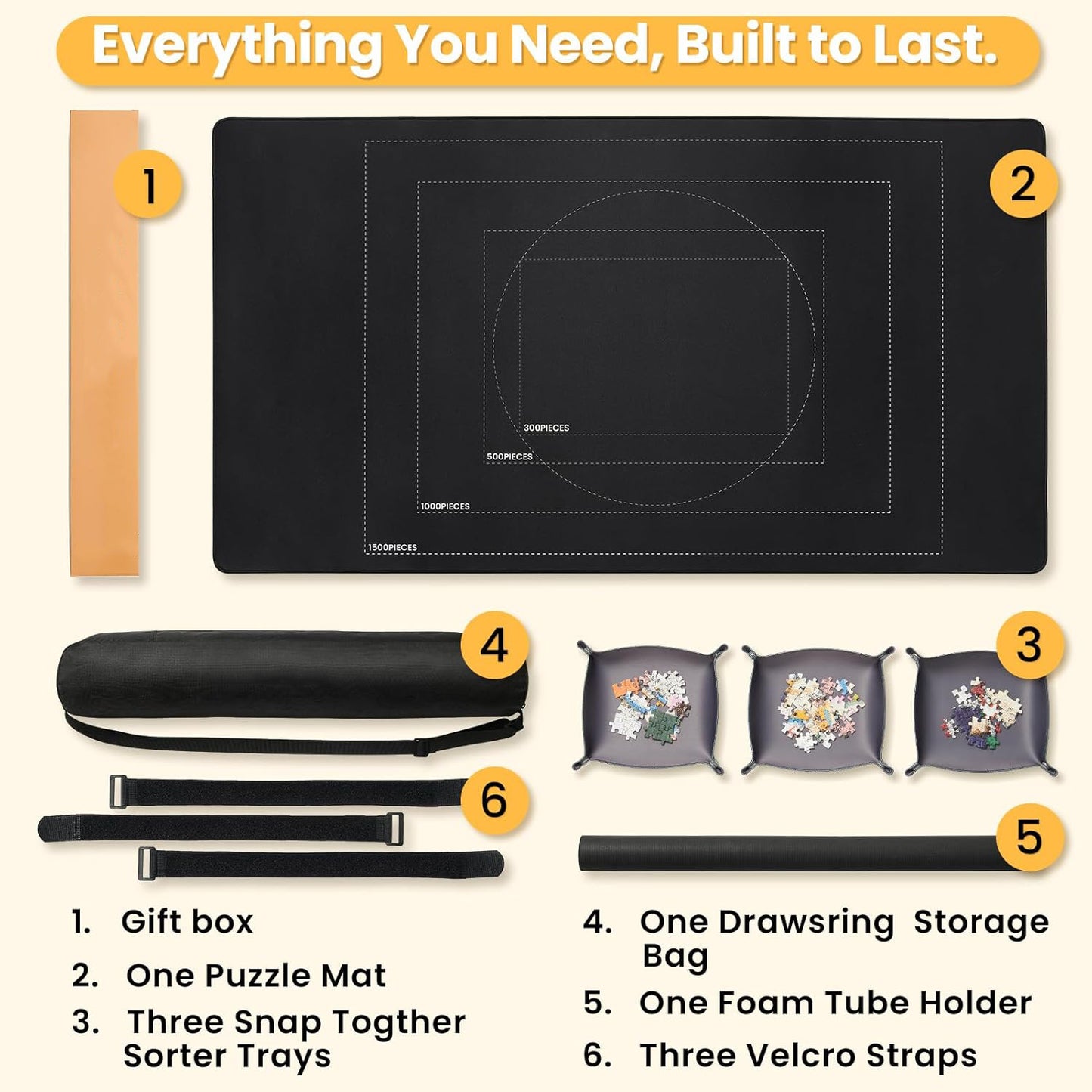 Puzzle Mat Roll, Holds Up to 1500 Pieces,  Non-Slip Rubber Bottom