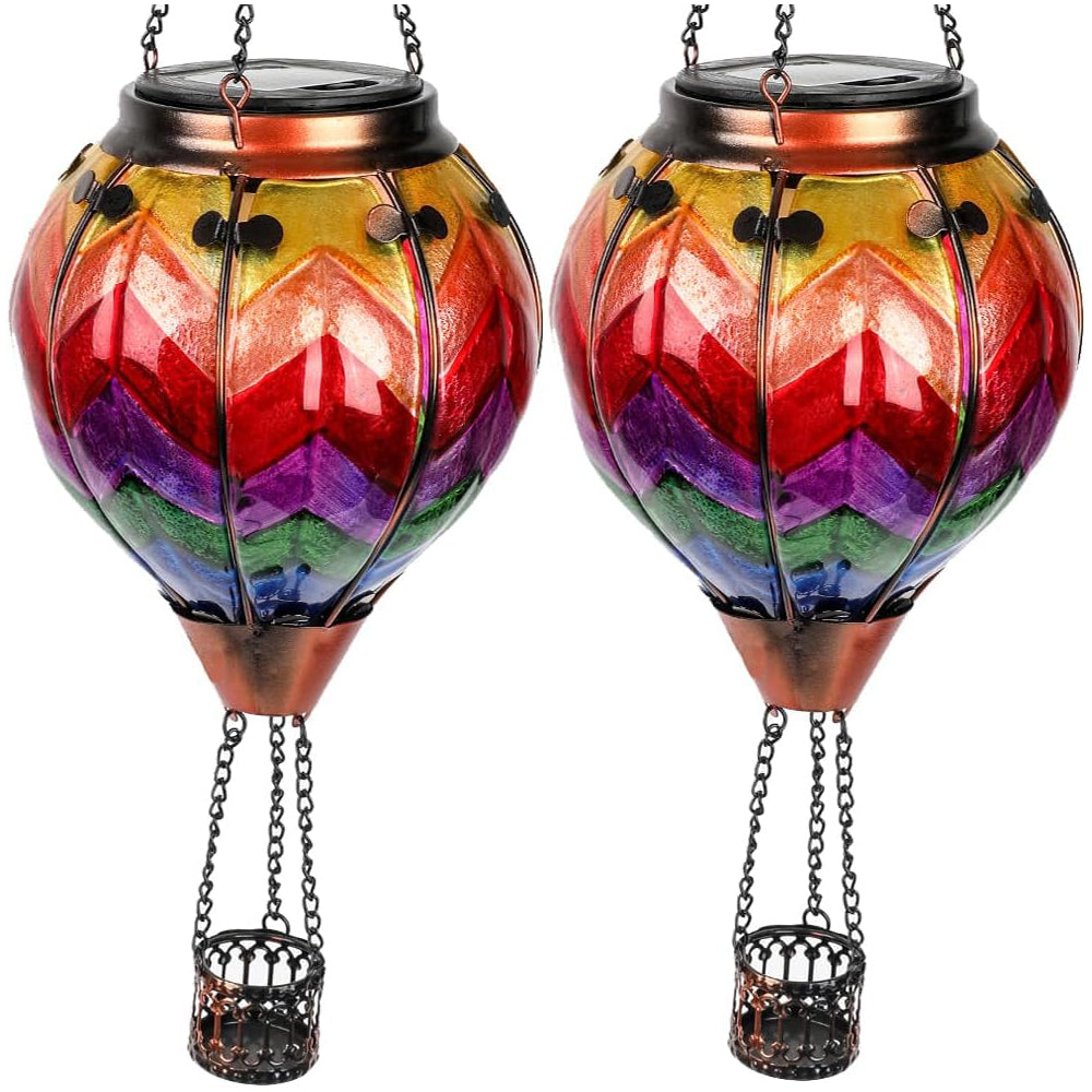 Solar Hot Air Balloon Lantern – Vibrant Colors, Flickering Flame Effect