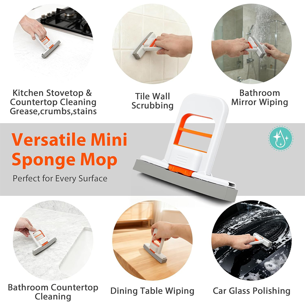 Self-squeezing mini mop, orange sponge mop
