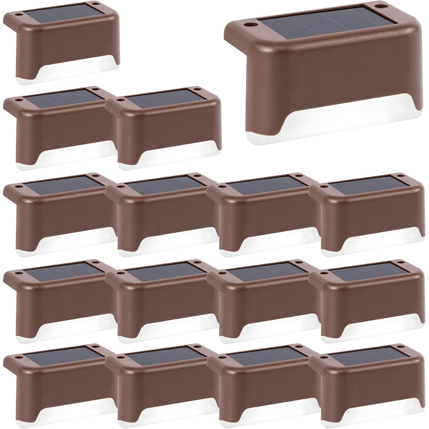 Solar Deck Lights | Set of 16, Waterproof, for Outdoor Stairs, Steps, Fences, Railings, Patios