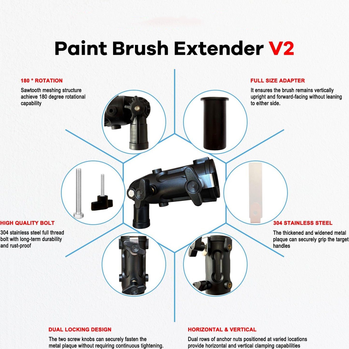 Multi-Angle Paint Brush Extension Pole | Ideal for High Ceilings, Wall Corners, and Trim Edges