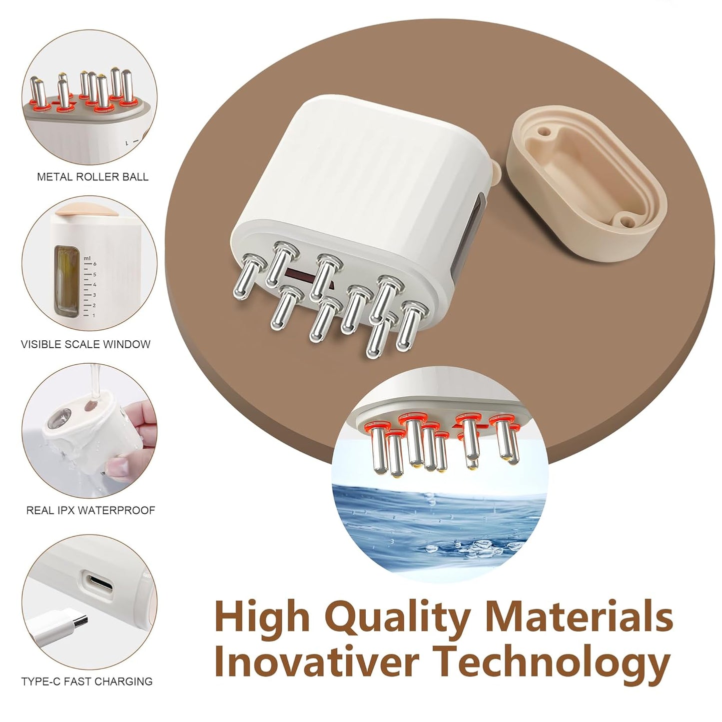 Professional mini 2-in-1 microcurrent scalp massager and hair oil applicator