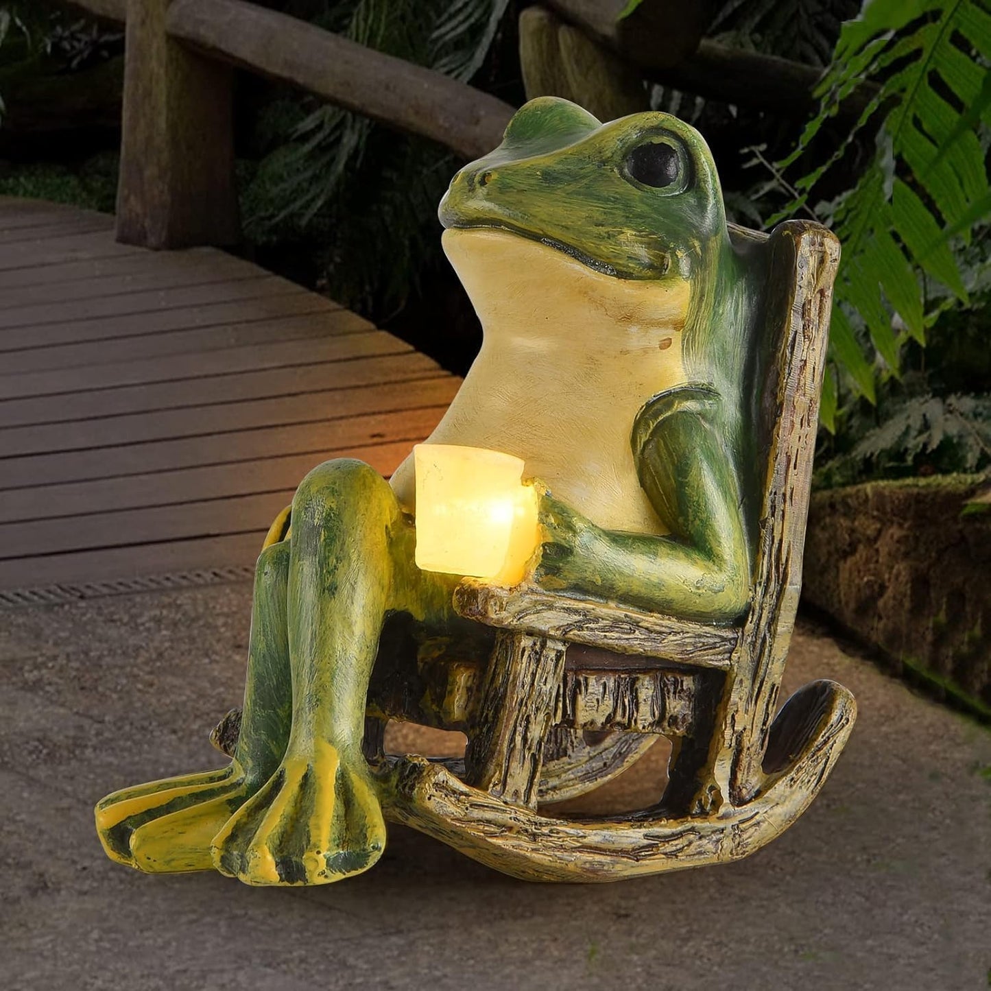 Mini Frog Garden Statue | Fall Halloween Decoration | Solar Frog Garden Light