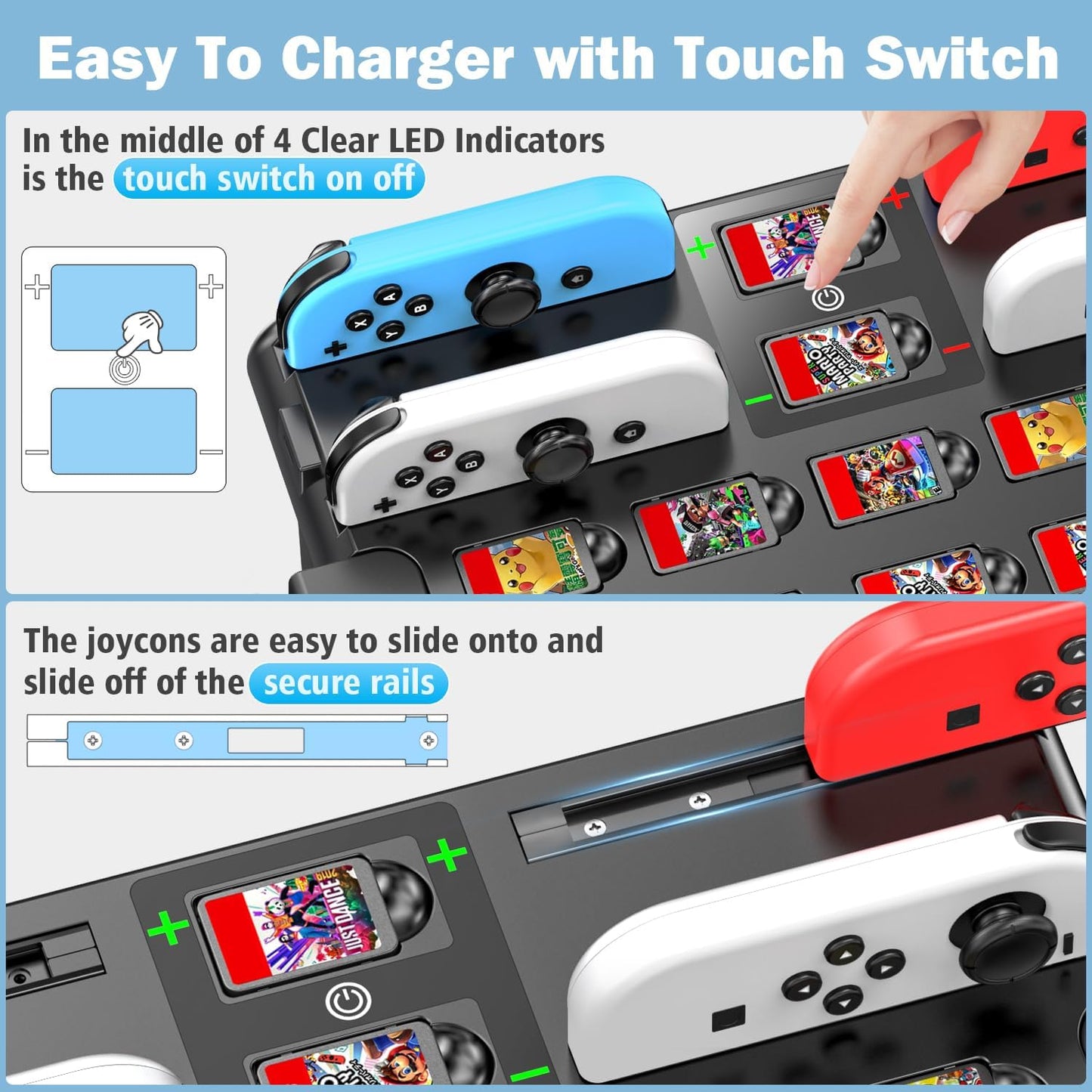 Switch Game Storage Station with Controller Charger