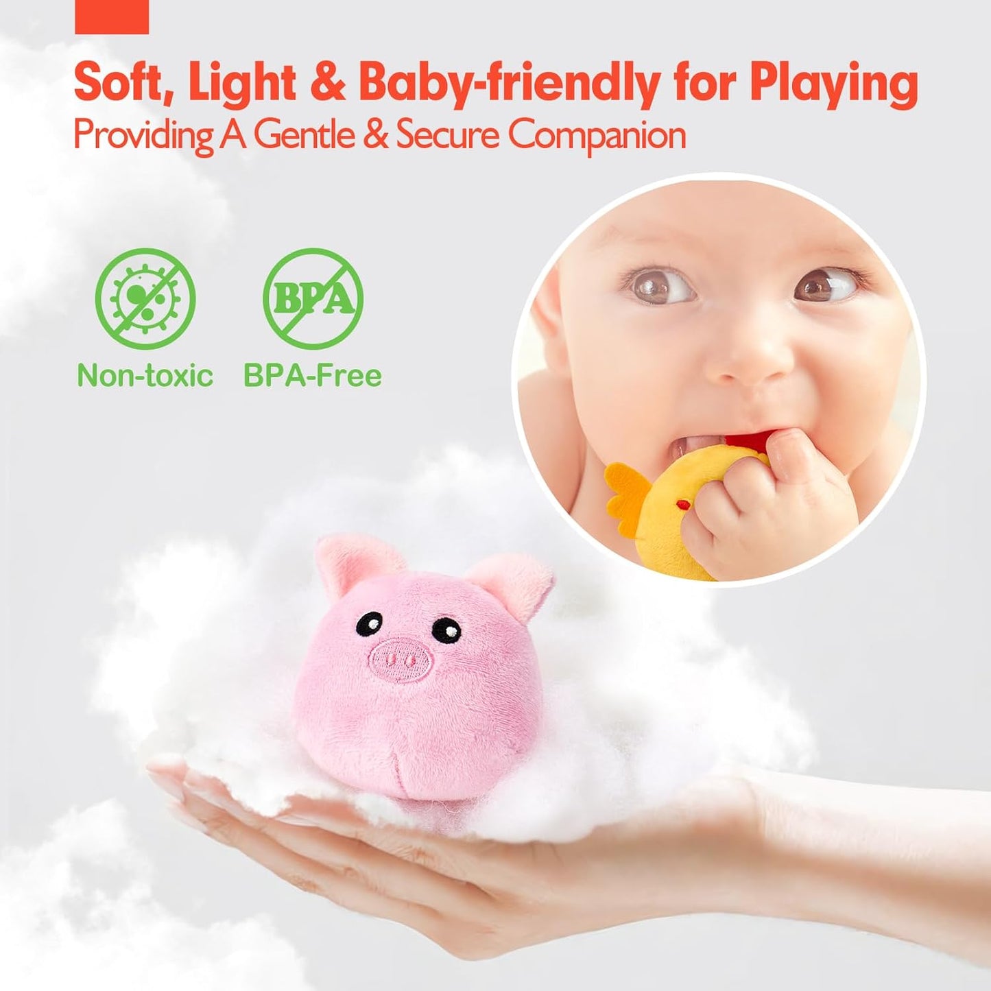 Baby Toy 6-12 Months - Surprise Barn Plush Farm Animals with Rattles, Crinkle Sounds, Mirror