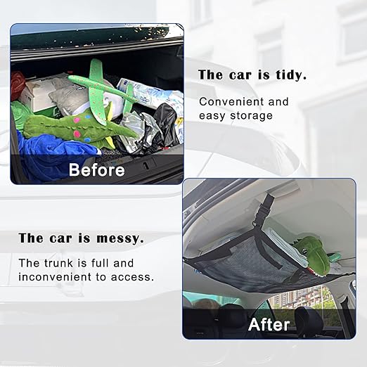 Car roof net bag, 35.43 inches x 25.59 inches adjustable car roof storage net