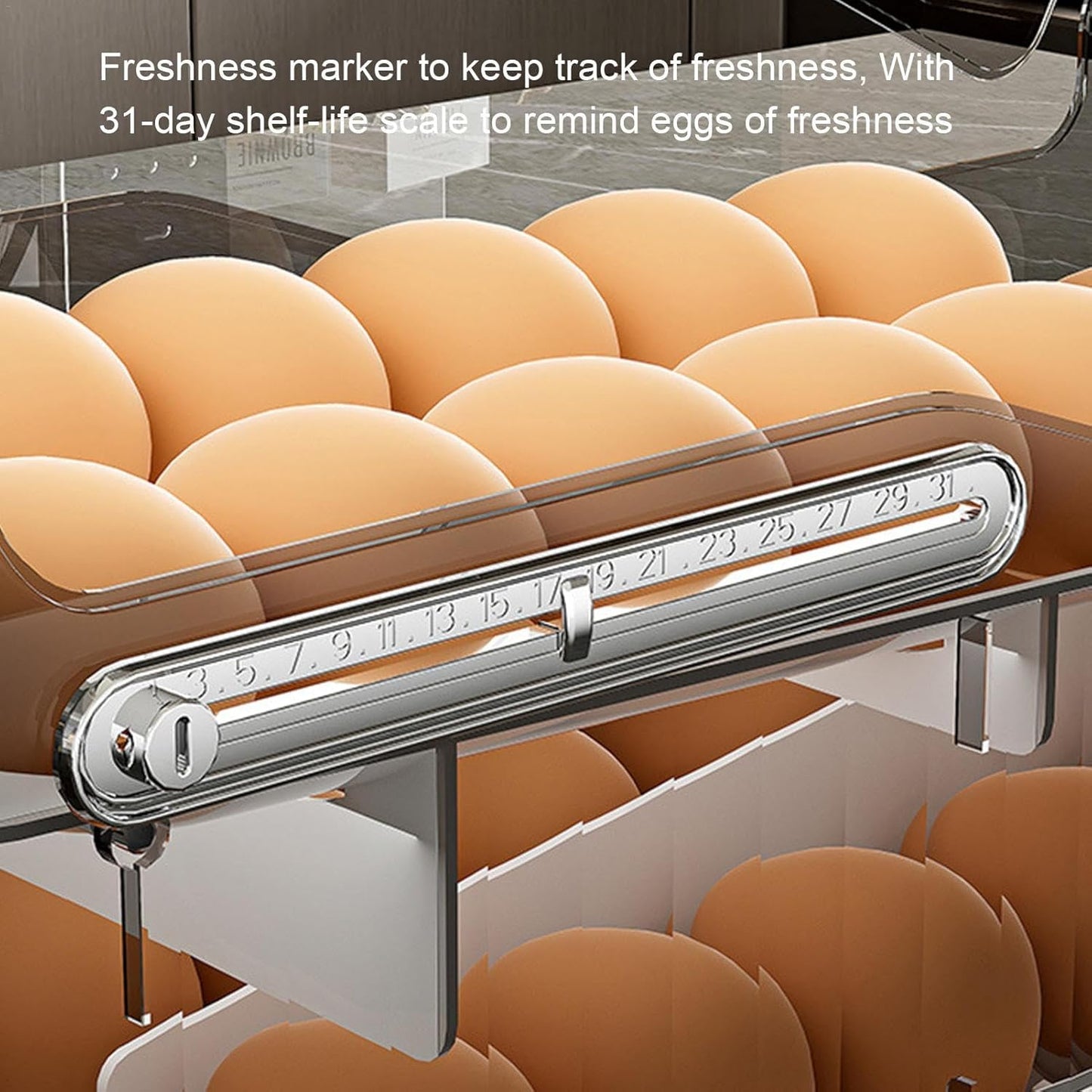 Double-Layer Automatic Egg Rolling Dispenser — Transparent Refrigerator Egg Storage Box (Holds 24–28 Eggs)
