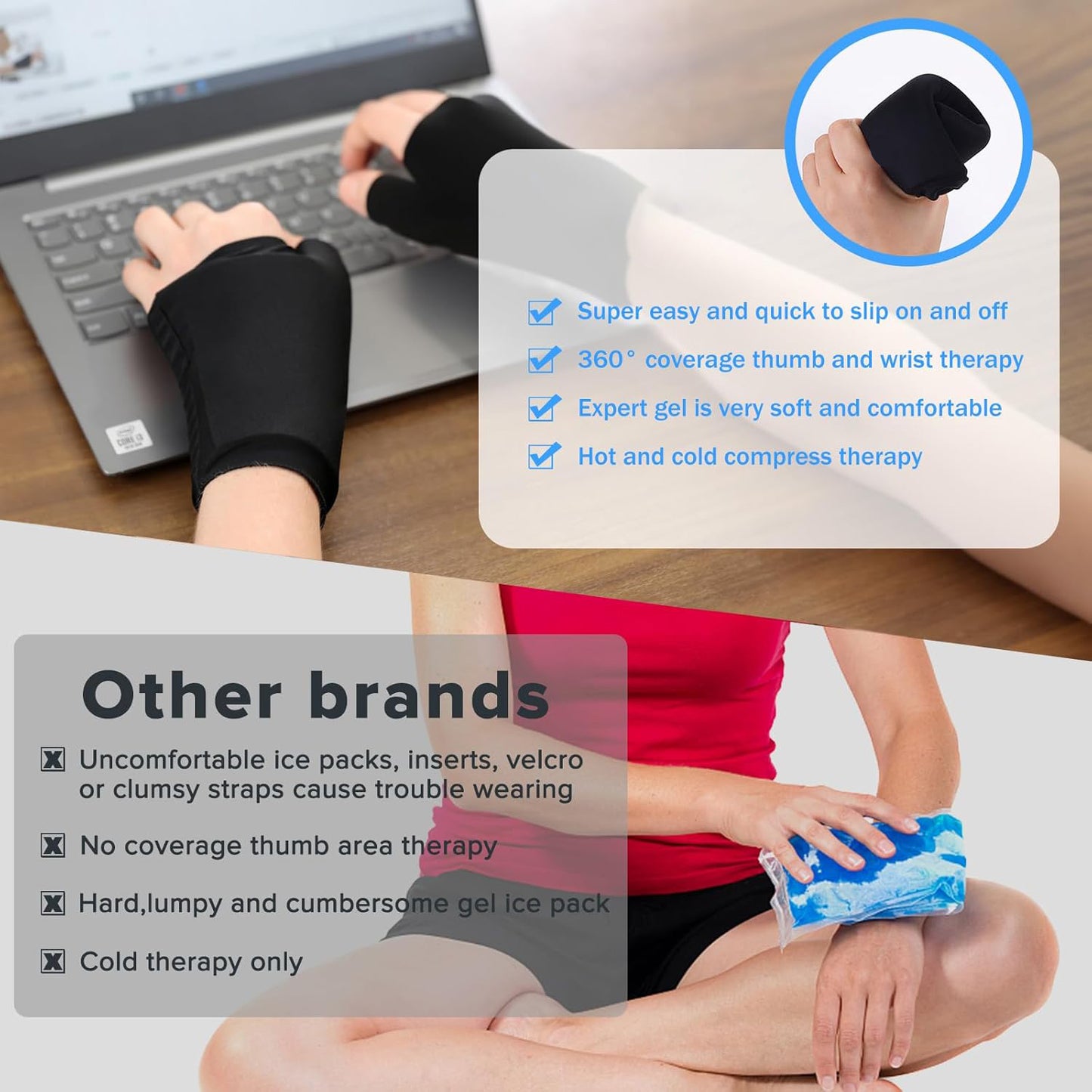 Wearable Thumb & Wrist Ice Pack | Reusable Cold & Heat Therapy for Pain Relief