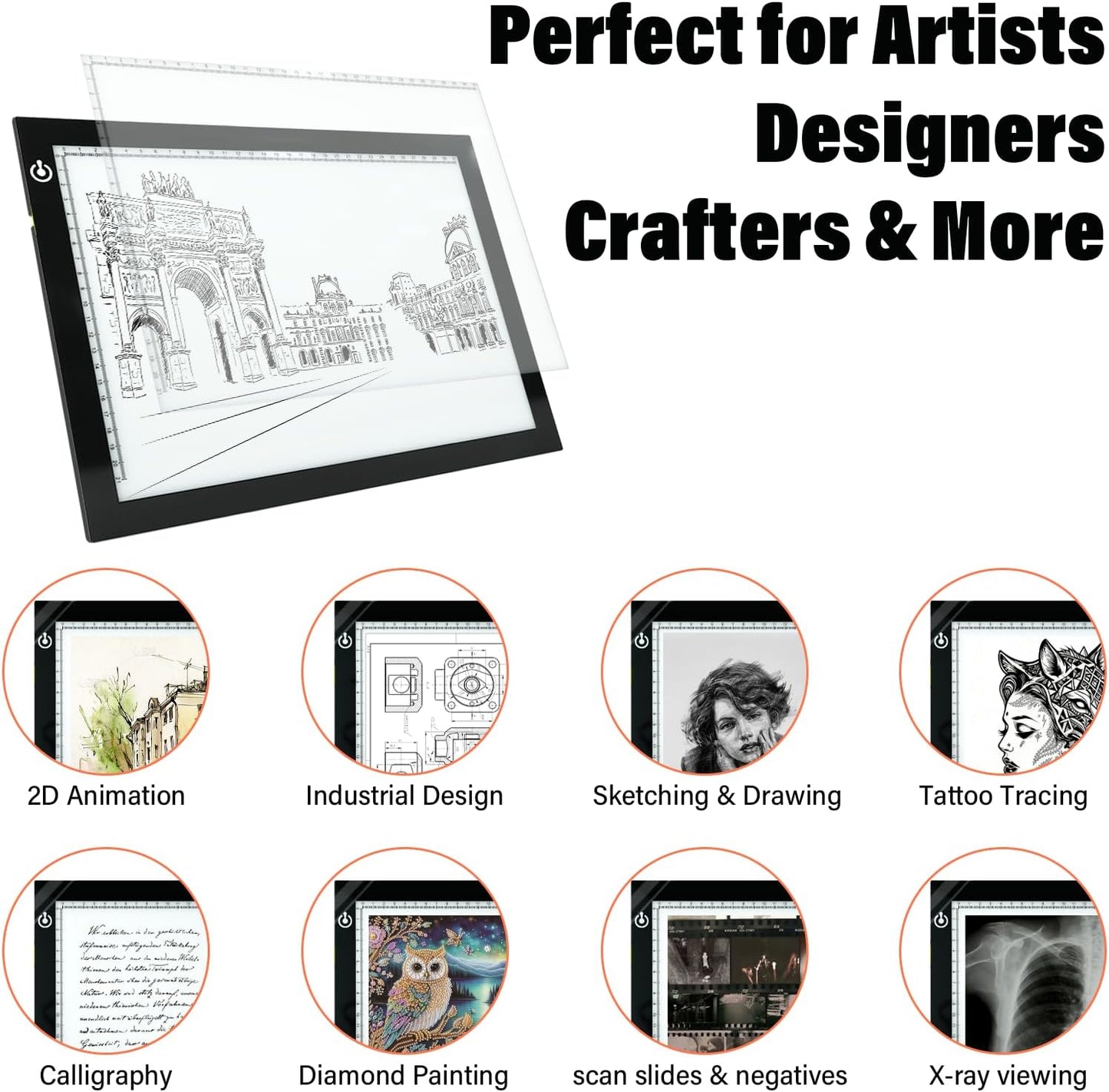 A4 Ultra-Thin Tracing Light Box — Adjustable Brightness USB-Powered LED Light Pad