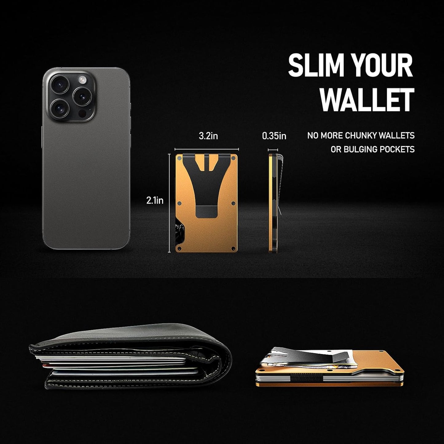 Smart Metal Wallet with Customizable 4-Color E-Ink Screen Removable Cash Clip