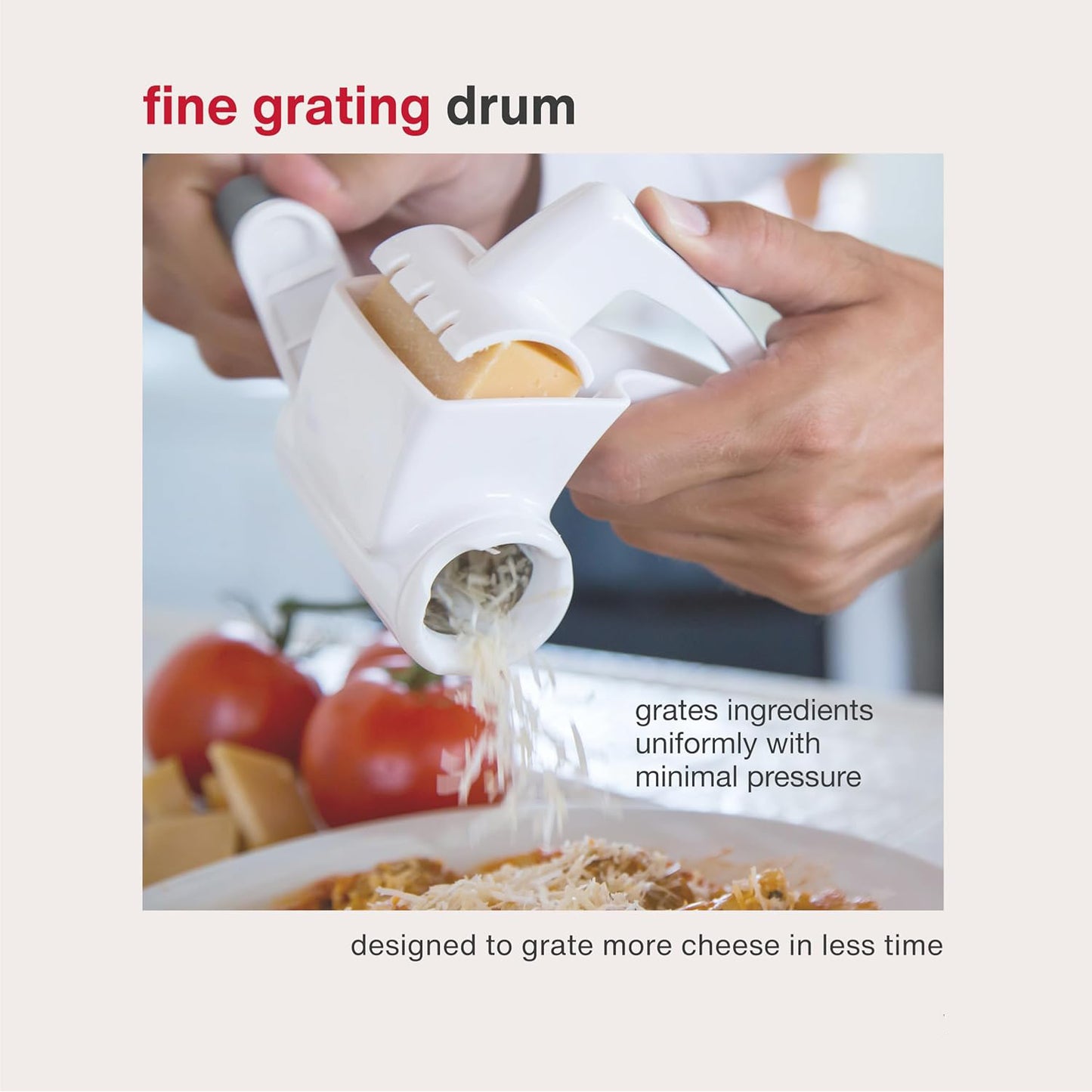 Classic Rotary Cheese Grater | Comfortable Handle & Easy-to-Clean Drum