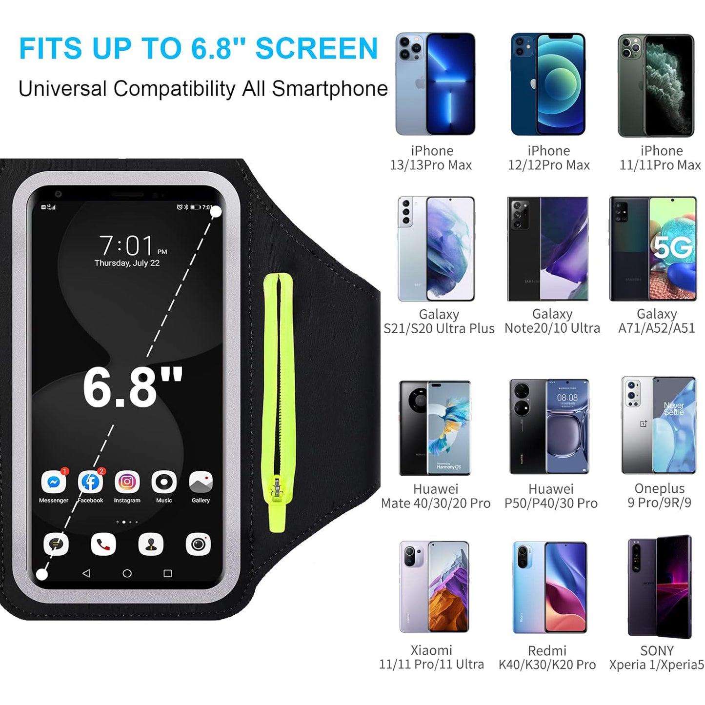 Running Armband for iPhone 17/16/15/14/13/12 Pro Max, – with Card Slot and Key Pocket
