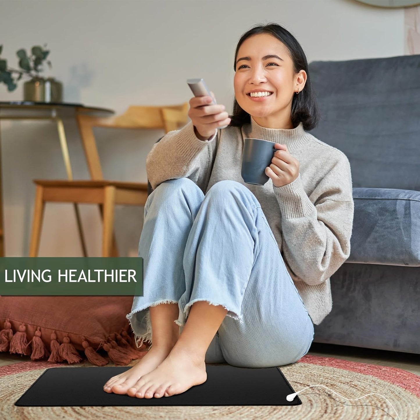 Grounding Mat Set with 15ft Grounding Wire, Soft and Comfortable, Suitable for Use as Floor Mat