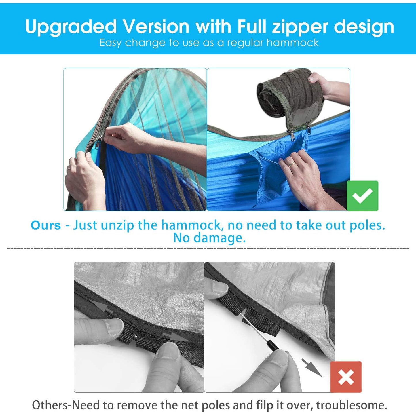 Portable Hammock with Mosquito Net, Perfect for Camping