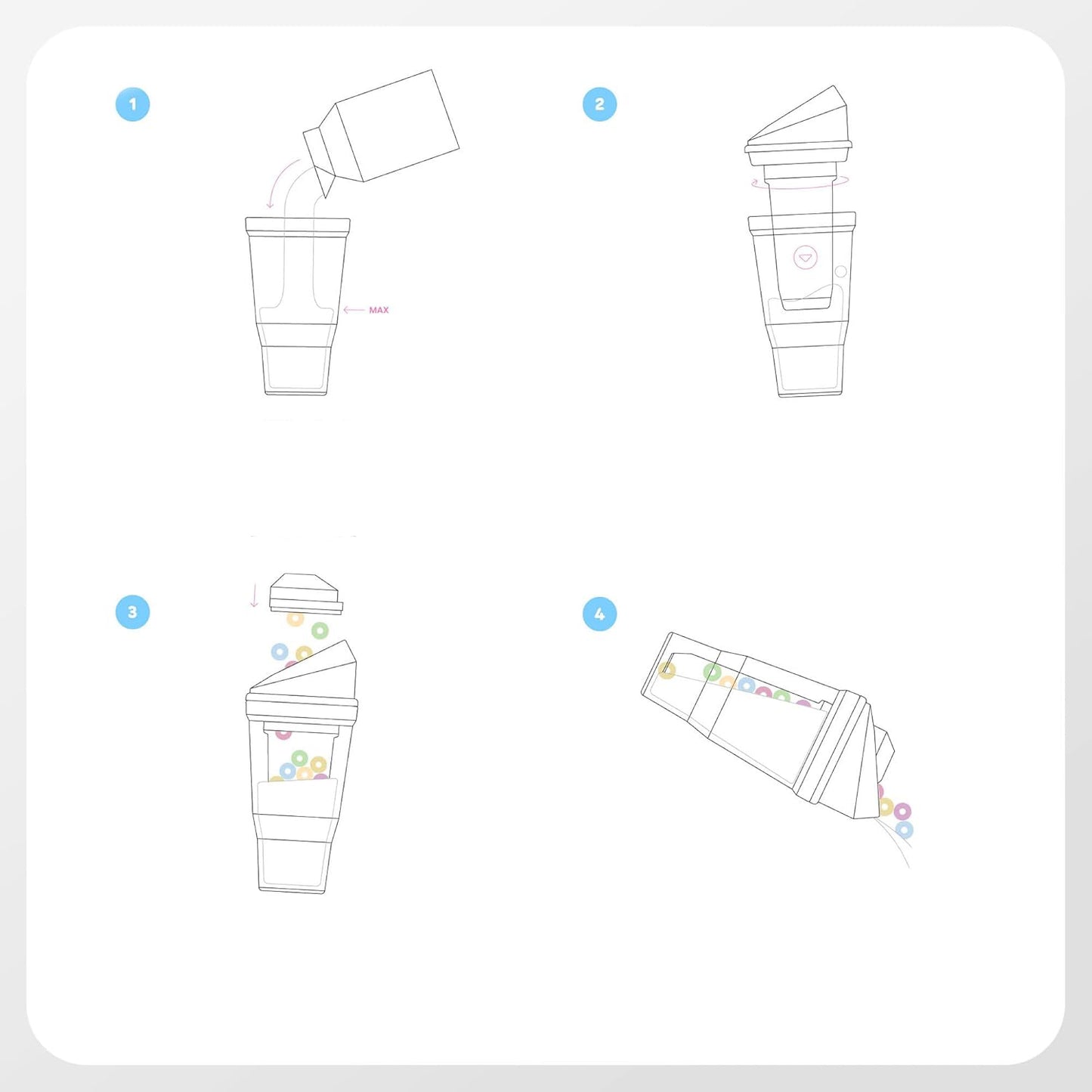 Portable Plastic Cereal Cup | Convenient Breakfast Cereal and Milk Container