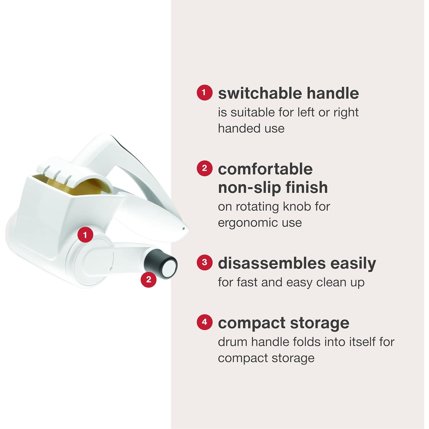 Classic Rotary Cheese Grater | Comfortable Handle & Easy-to-Clean Drum