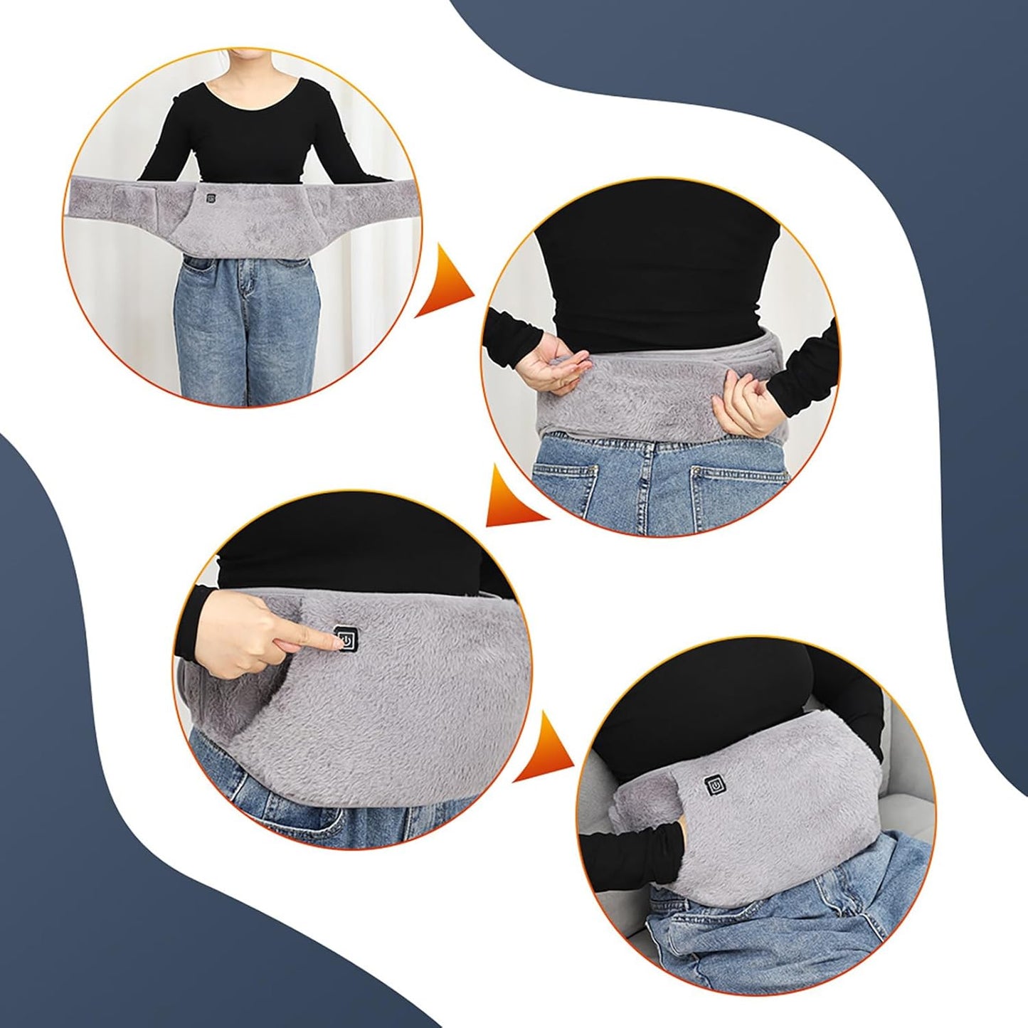 USB-powered heated waist belt, heating pad with a carrying bag