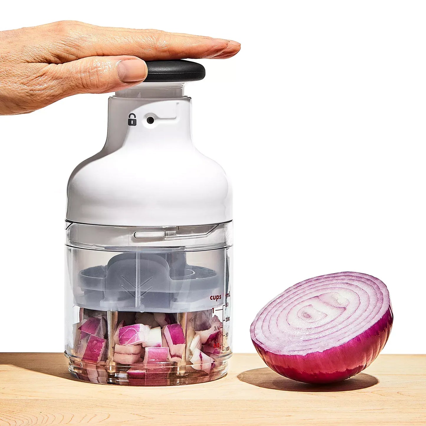 Vegetable Chopper with Stainless Steel Blades, Compact Design