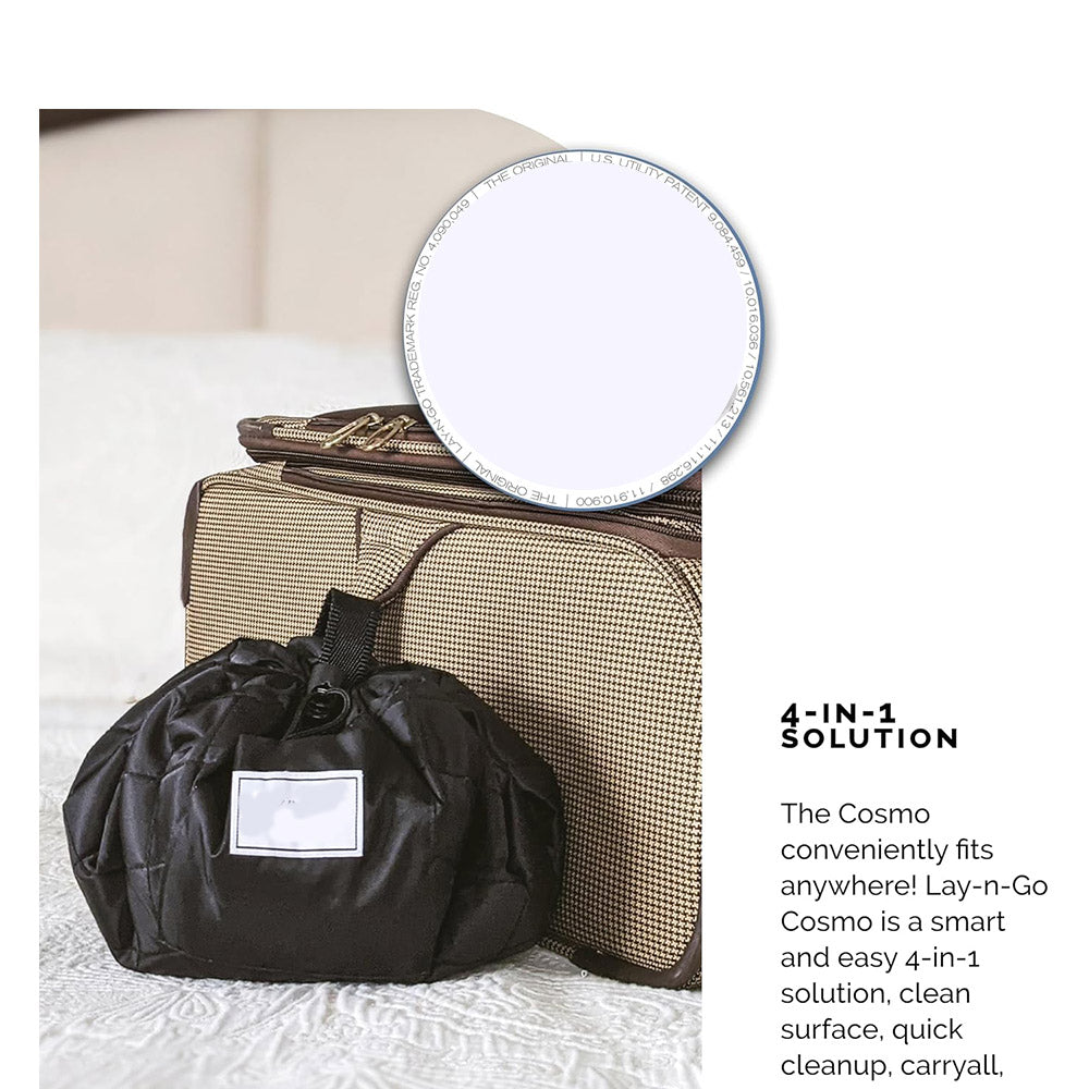 Layflat Drawstring Cosmetic &amp; Makeup Organizer — 16-Inch Multi-Layer Portable Travel Toiletry Bag (Machine Washable)