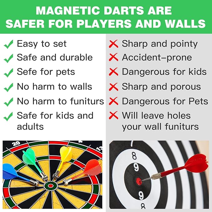 2-in-1 Magnetic Dart Board Game Set for Kids