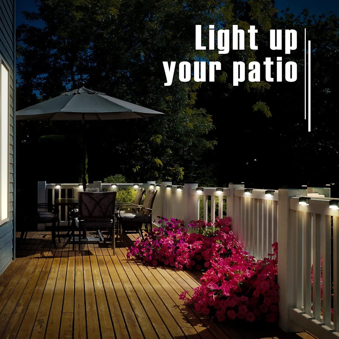 Solar Deck Lights | Set of 16, Waterproof, for Outdoor Stairs, Steps, Fences, Railings, Patios