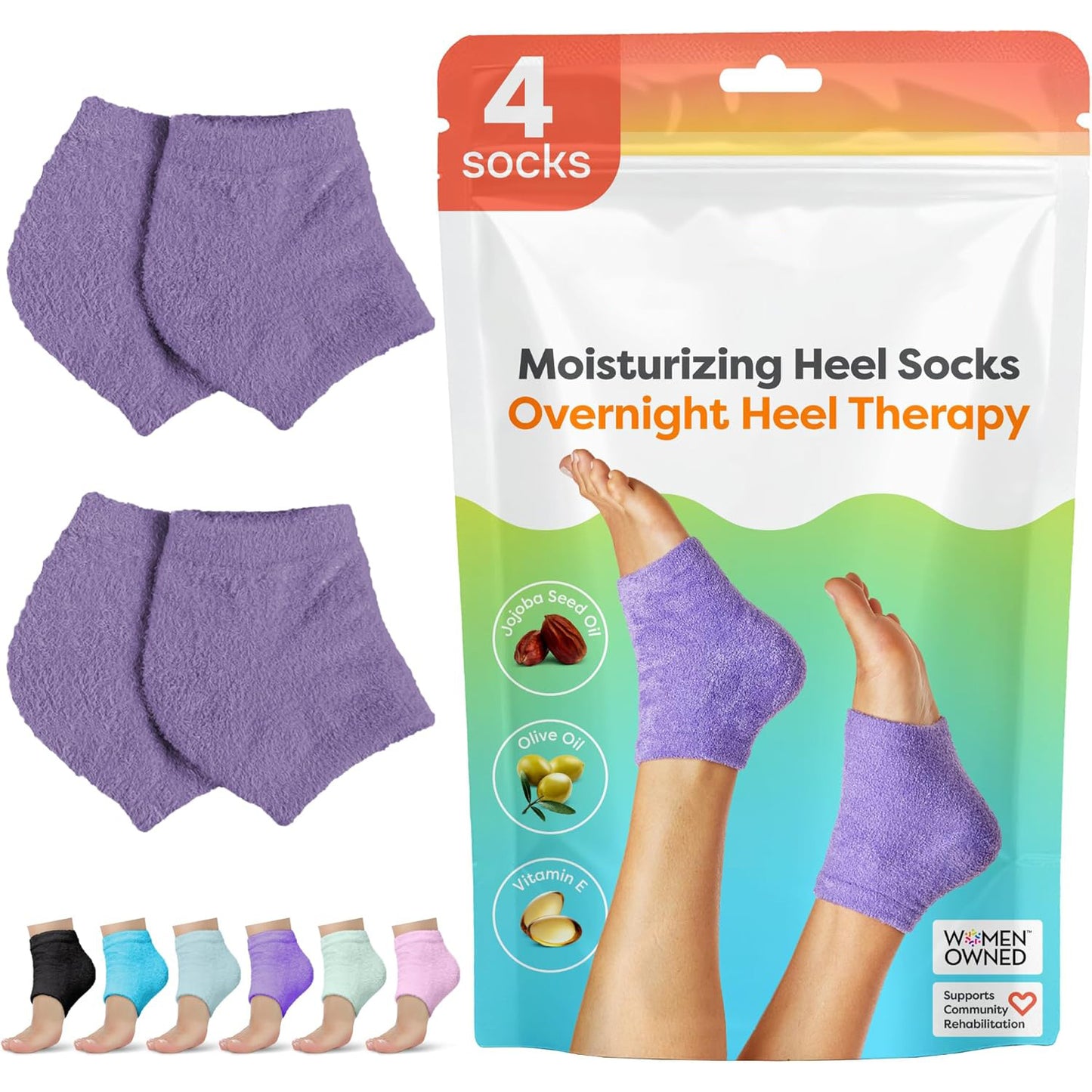 Moisturizing Heel Socks | Enriched with Vitamin E, Olive Oil, and Jojoba Oil